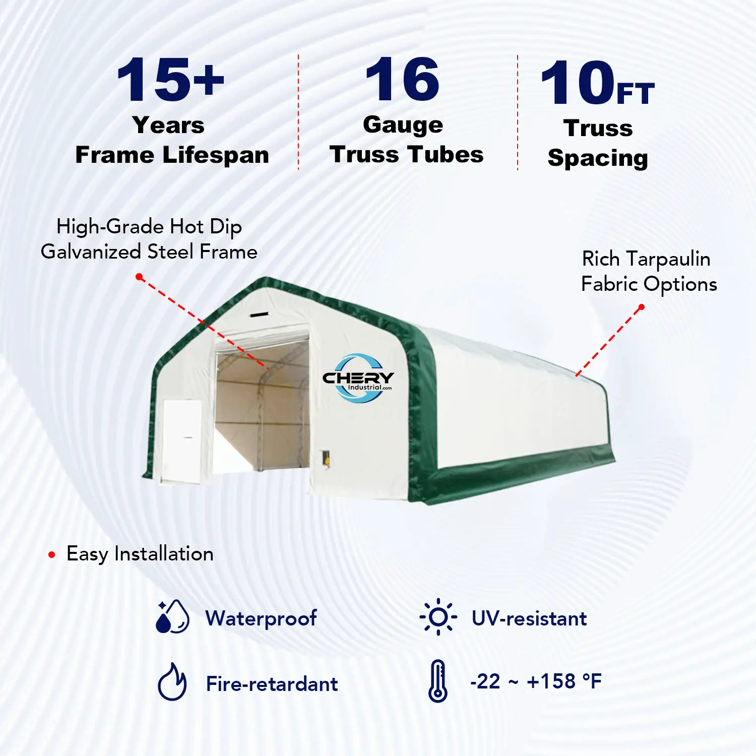W30'xL60'xH20' Double Truss Storage Shelter by Chery Industrial