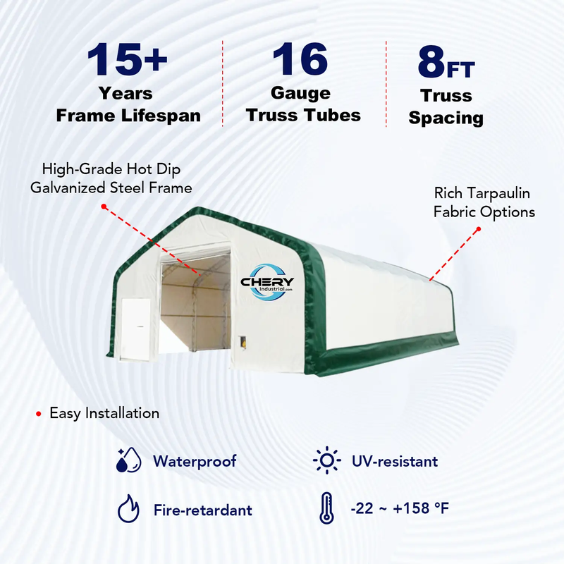 W40'xL80'xH23' Double Truss Storage Shelter by Chery Industrial