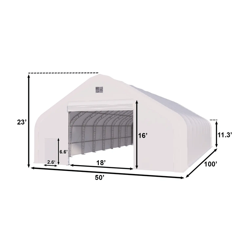 W50'xL100'xH23' Double Truss Storage Shelter by Chery Industrial
