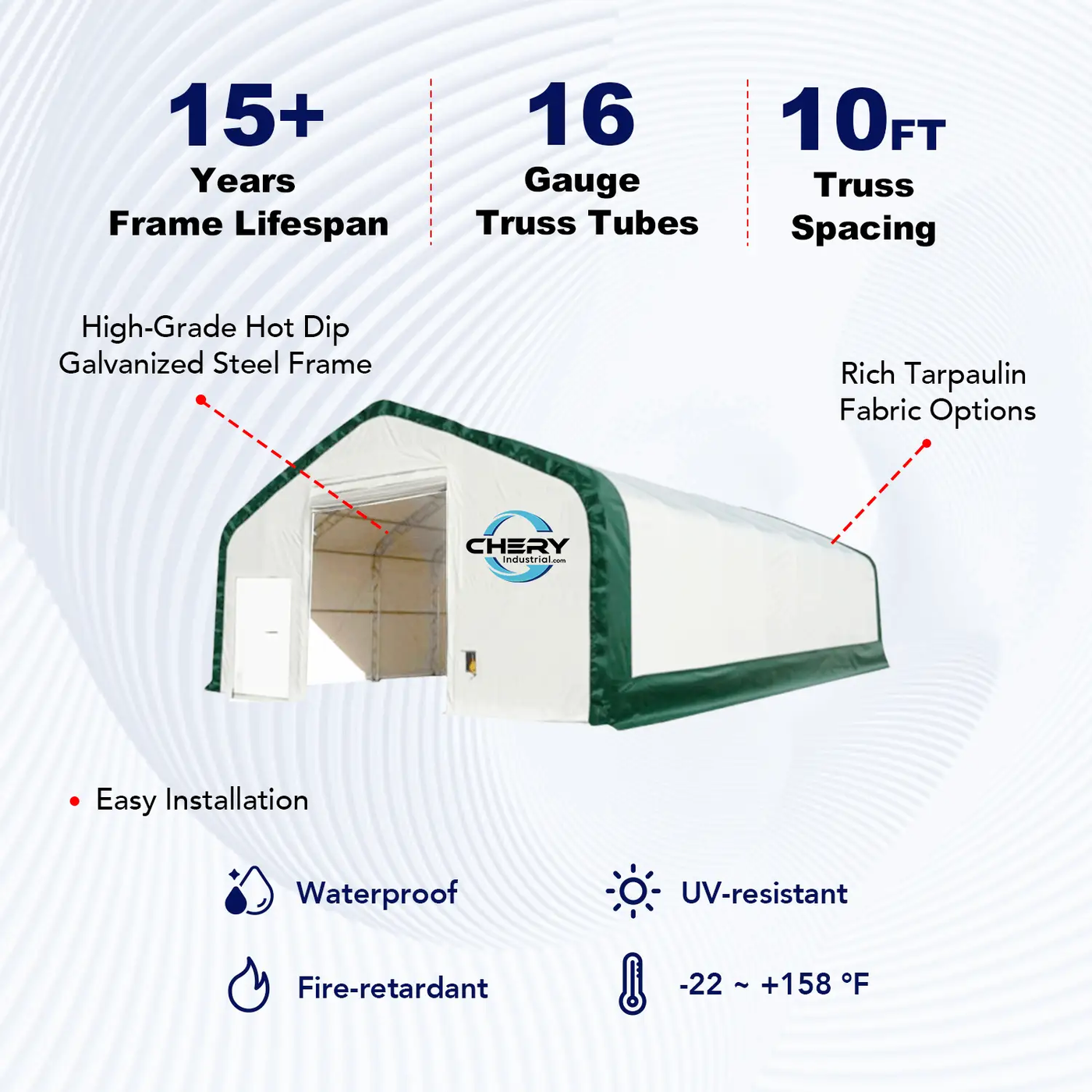 W30'xL40'xH20' Double Truss Storage Shelter by Chery Industrial