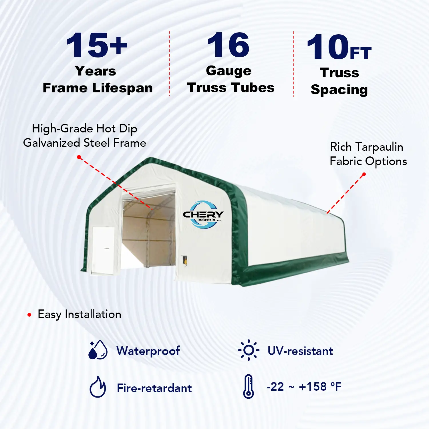 W30'xL40'xH20' Double Truss Storage Shelter by Chery Industrial