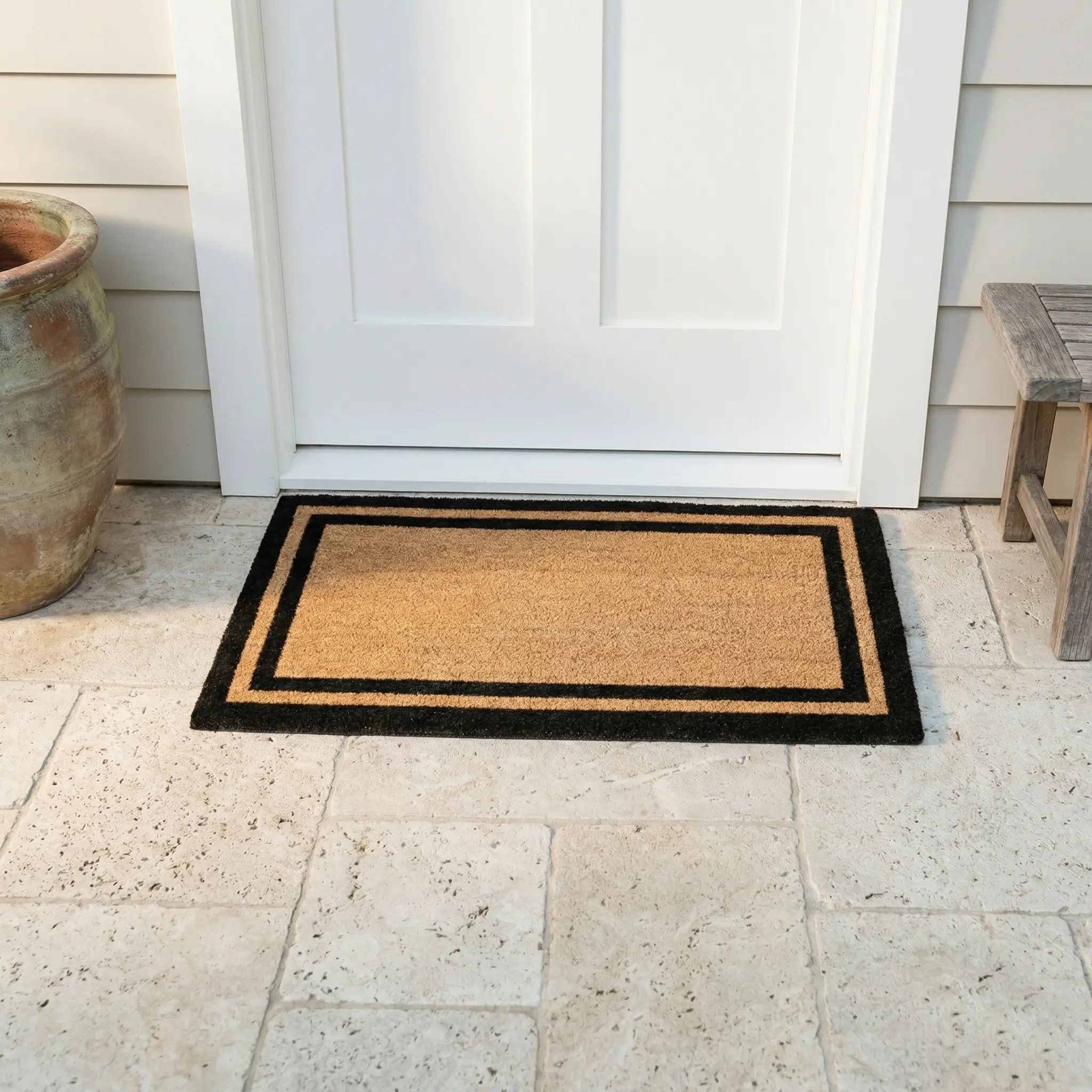 Double Black Border Coir Doormat by Fab Habitat