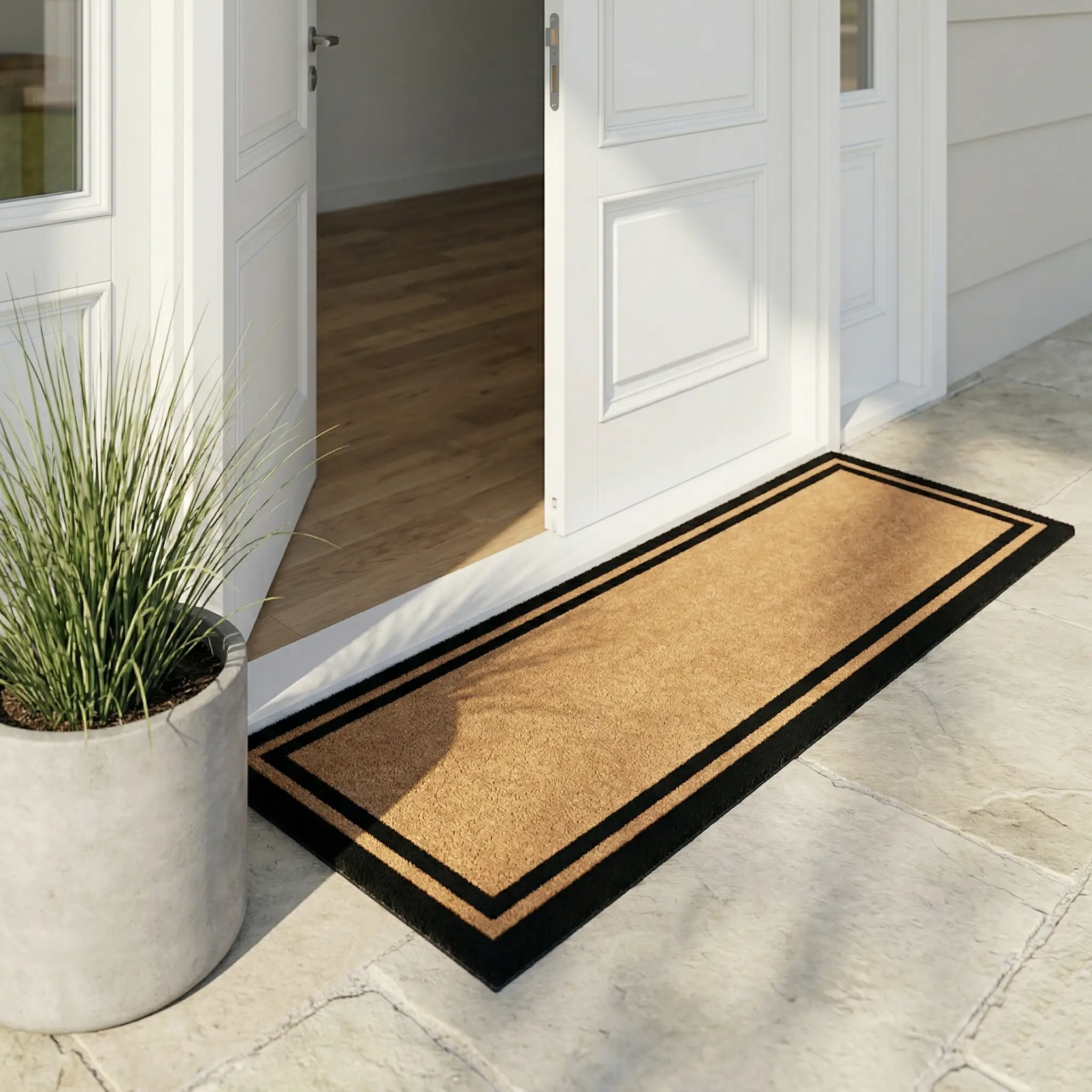 Double Black Border Coir Doormat by Fab Habitat