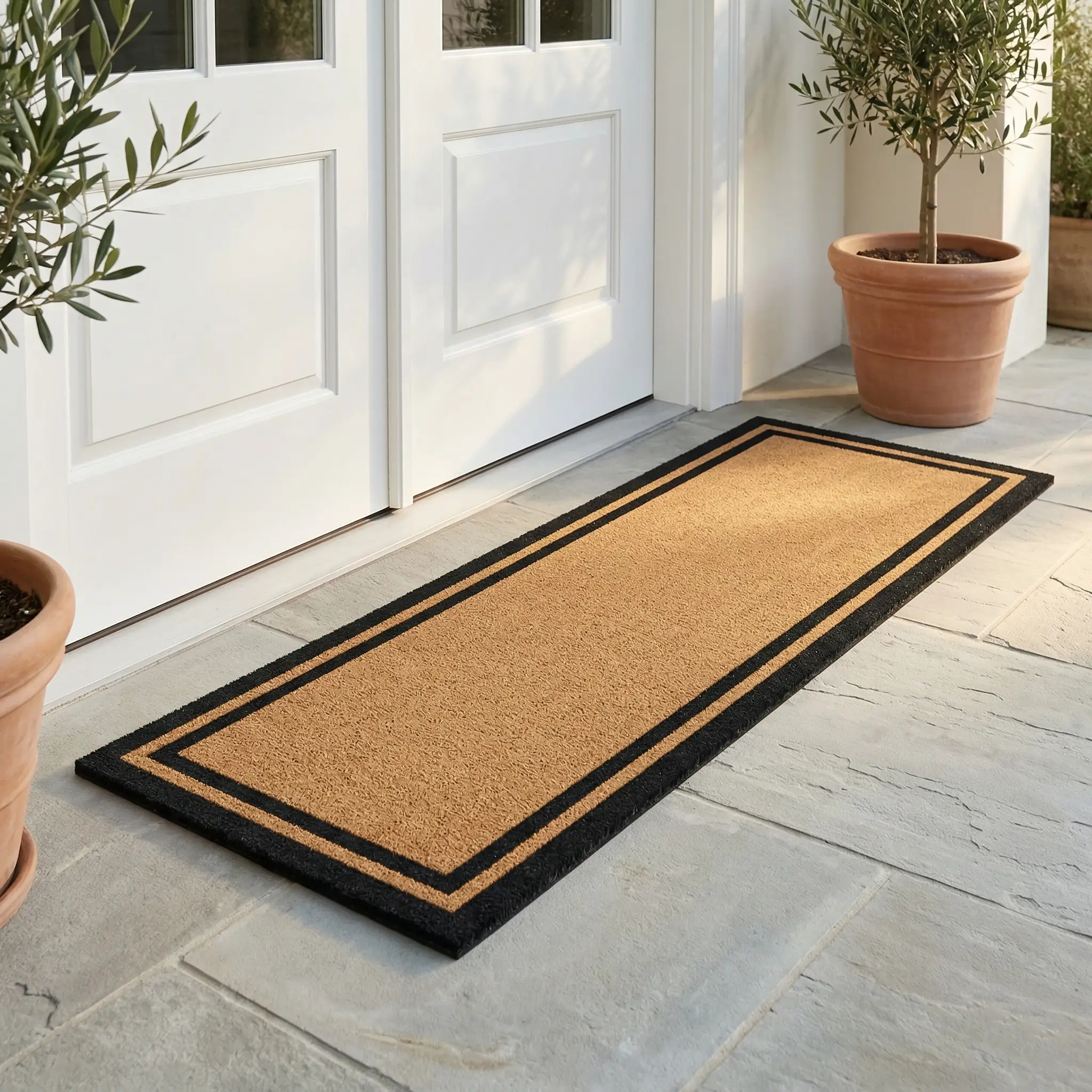 Double Black Border Coir Doormat by Fab Habitat