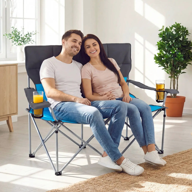 Double Camping Chair with Carry Bag Cup Holders by DirectDeals