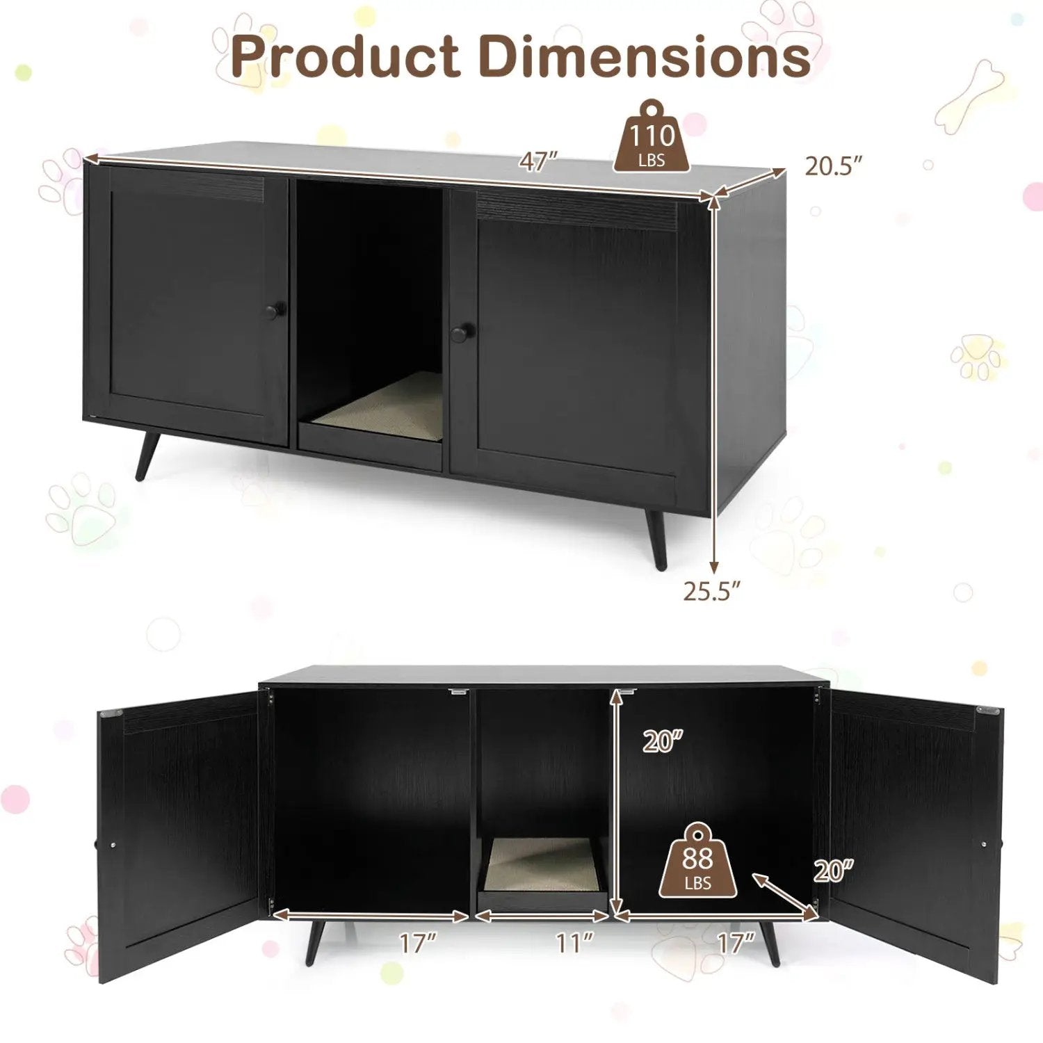 Double Cat Litter Box Enclosure with Scratching Pad by DirectDeals