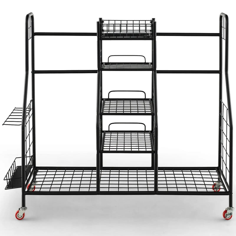 Double Golf Bag Rack with Removable Golf Club Stand and Wheels-Black by DirectDeals