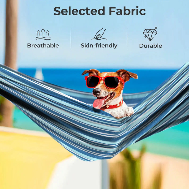 Portable Indoor Outdoor 2-Person Double Hammock Set with Stand and Carrying Cases-Blue by DirectDeals