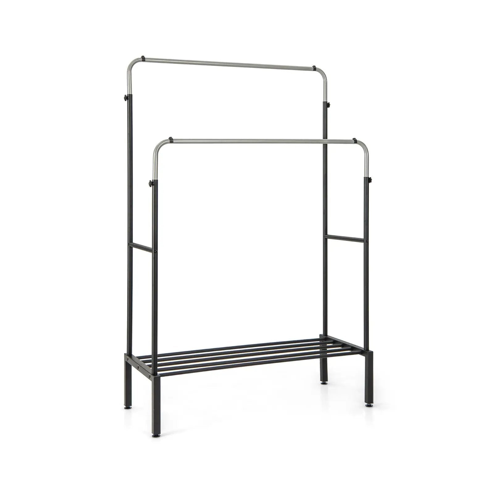 Double Rod Clothes Garment Rack with Adjustable Heights-Silver by DirectDeals