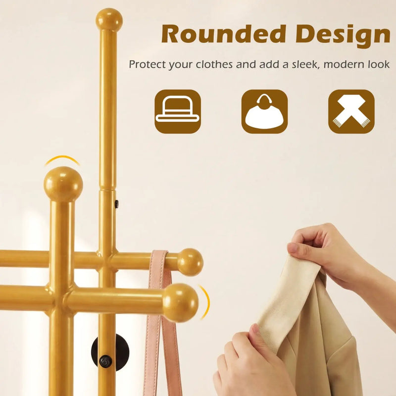 Double Rods Garment Rack for Hanging Clothes-Gold by DirectDeals