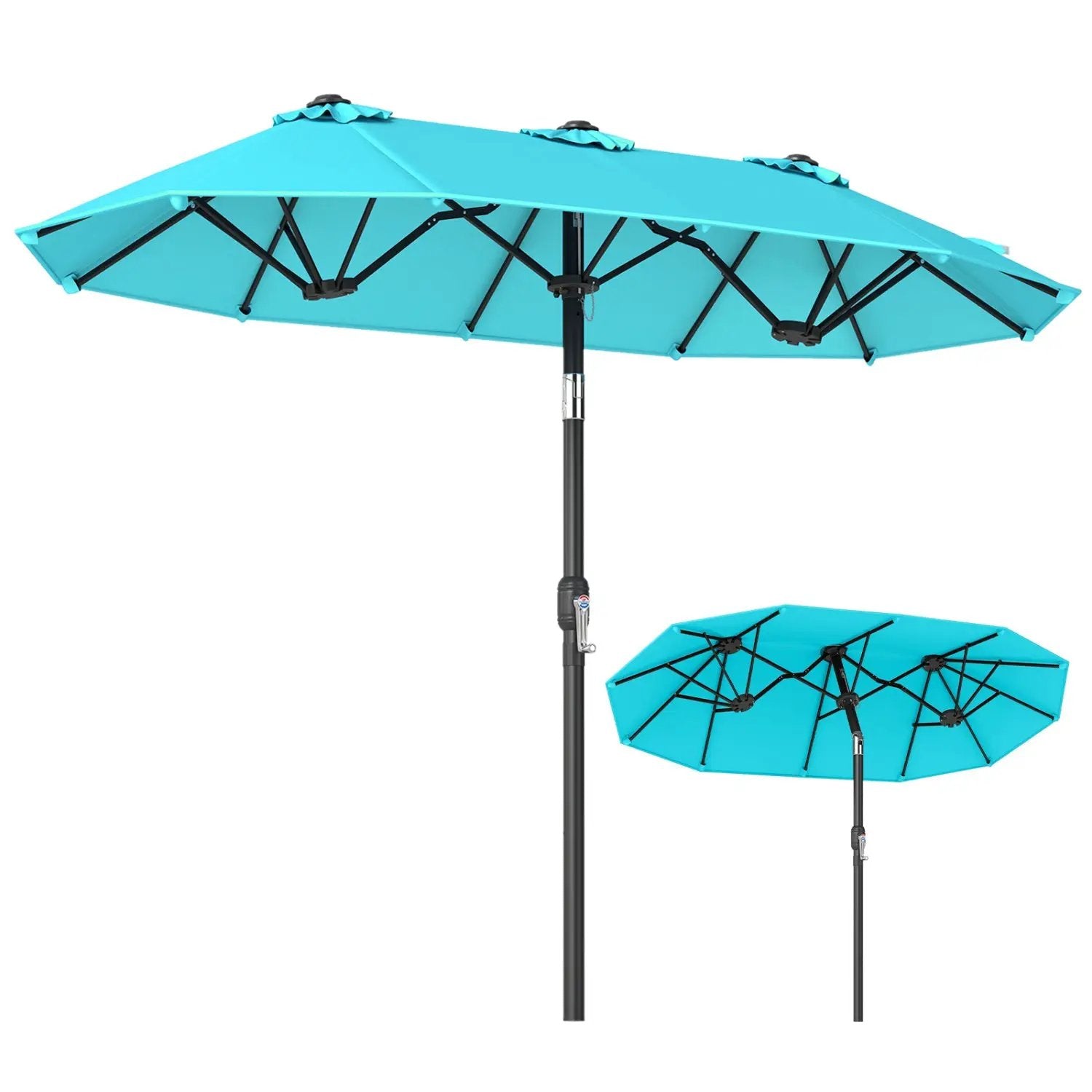 Double-Sided Patio Umbrella with Push Button Tilt Crank Handle by DirectDeals