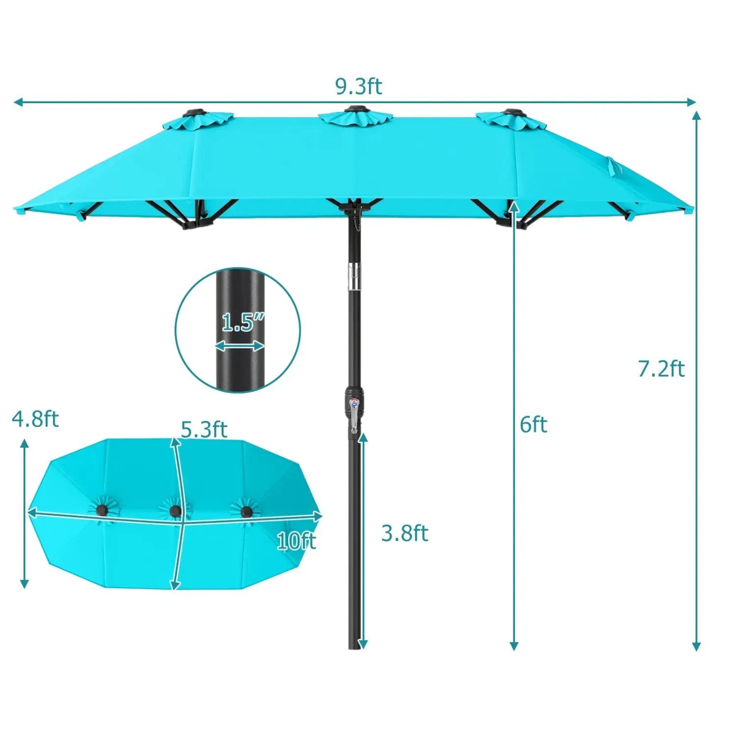 Double-Sided Patio Umbrella with Push Button Tilt Crank Handle by DirectDeals