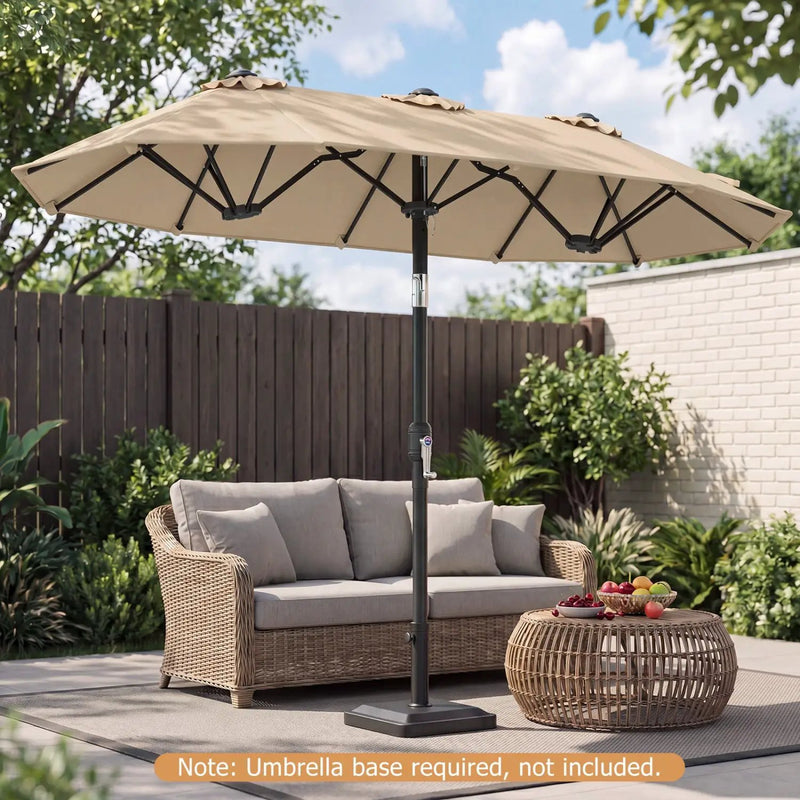 Double-Sided Patio Umbrella with Push Button Tilt Crank Handle by DirectDeals