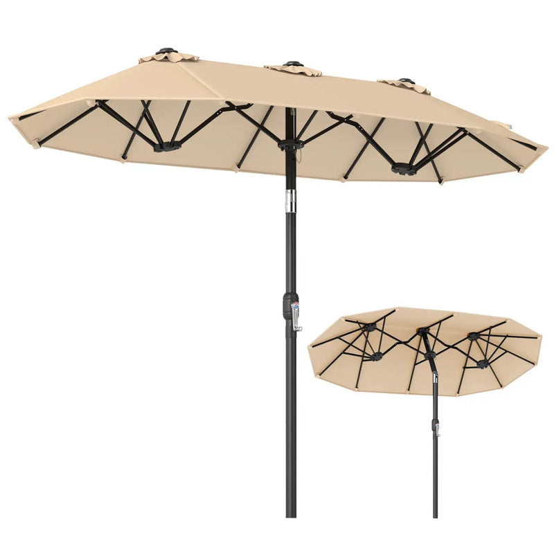 Double-Sided Patio Umbrella with Push Button Tilt Crank Handle by DirectDeals