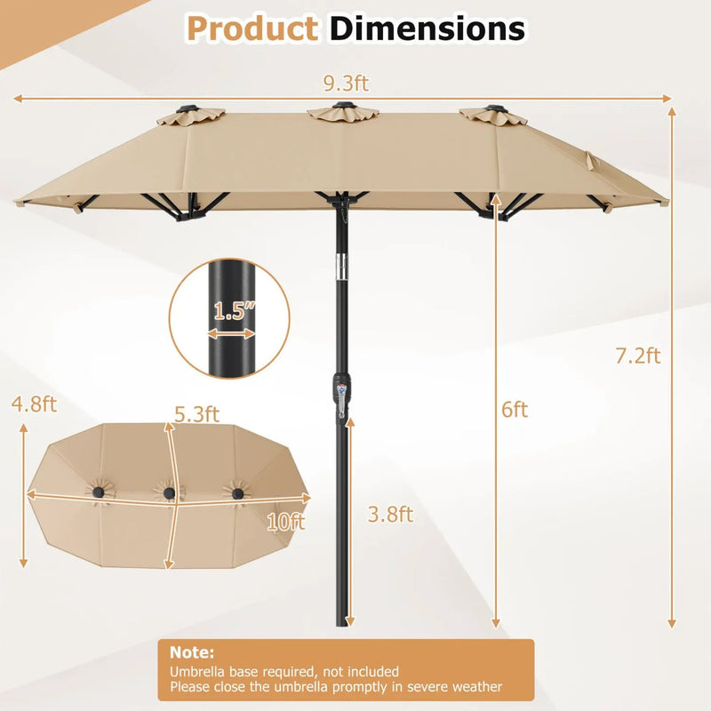 Double-Sided Patio Umbrella with Push Button Tilt Crank Handle by DirectDeals