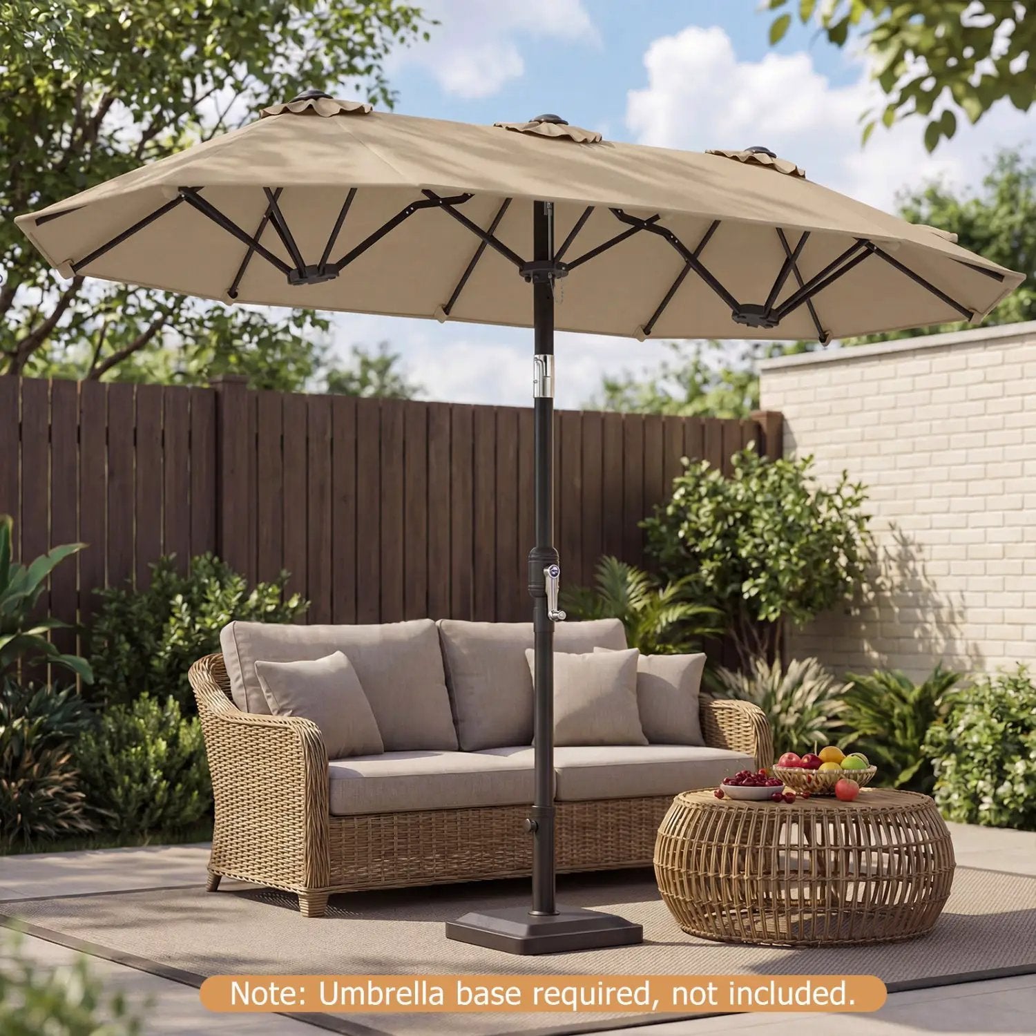 Double-Sided Patio Umbrella with Push Button Tilt Crank Handle by DirectDeals