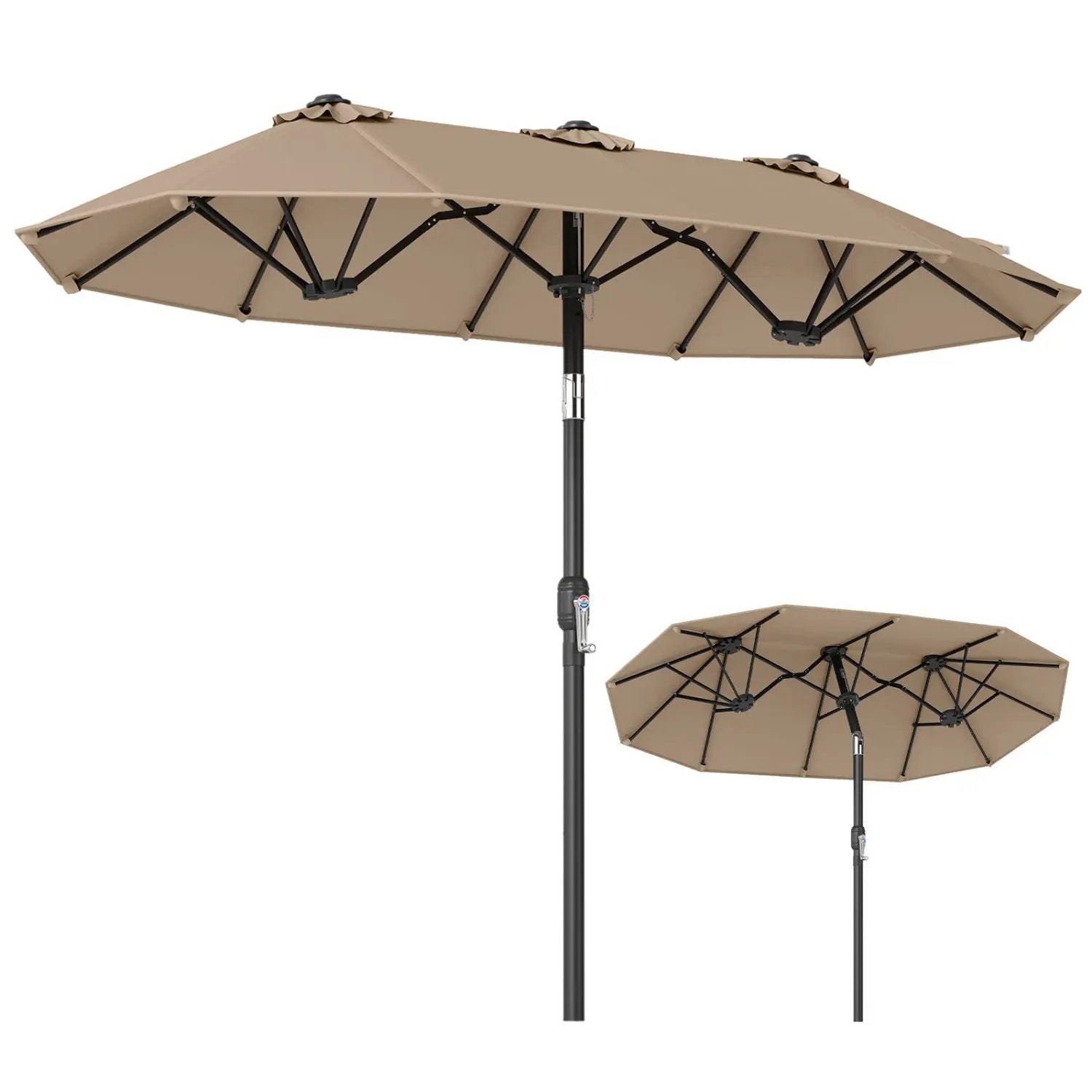 Double-Sided Patio Umbrella with Push Button Tilt Crank Handle by DirectDeals