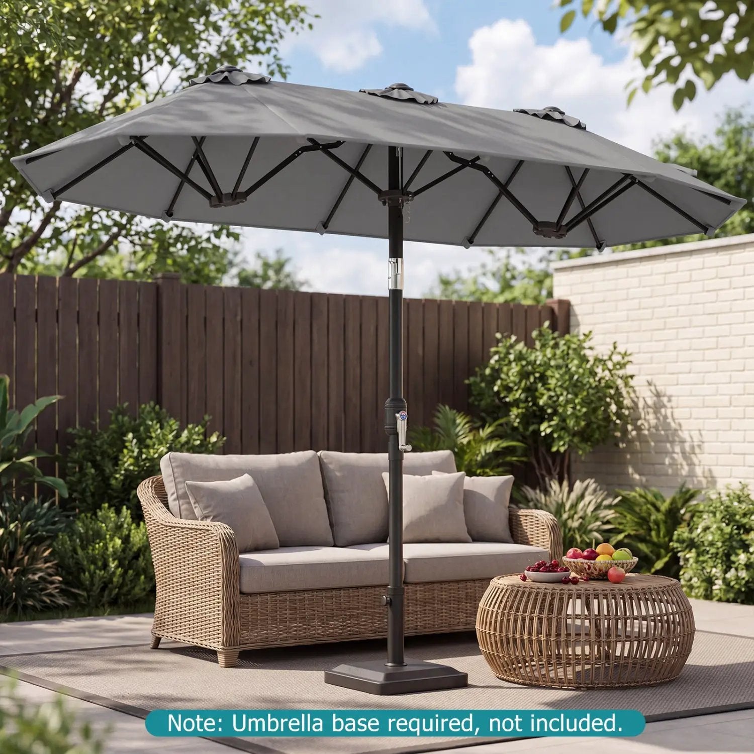 Double-Sided Patio Umbrella with Push Button Tilt Crank Handle by DirectDeals