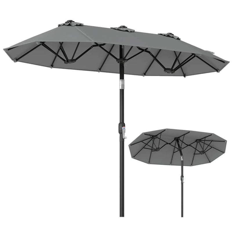 Double-Sided Patio Umbrella with Push Button Tilt Crank Handle by DirectDeals