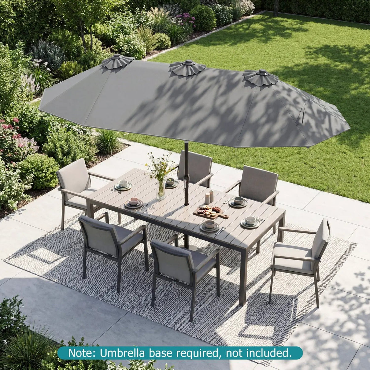 Double-Sided Patio Umbrella with Push Button Tilt Crank Handle, photo 8 of 32