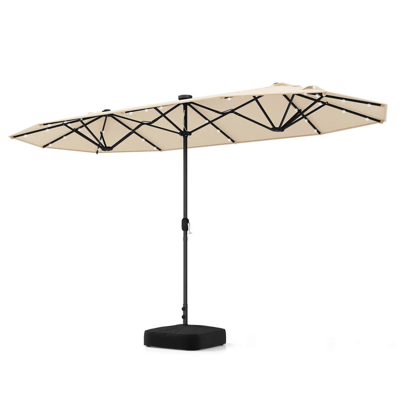 13FT Double-sided Patio Umbrella with Solar Lights for Garden Pool Backyard by DirectDeals