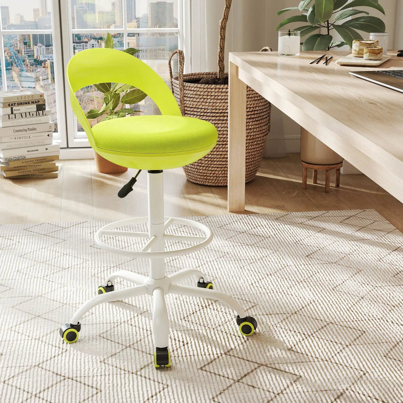 Drafting Stool Rolling Tall Desk Chair with Wheels-Green by DirectDeals