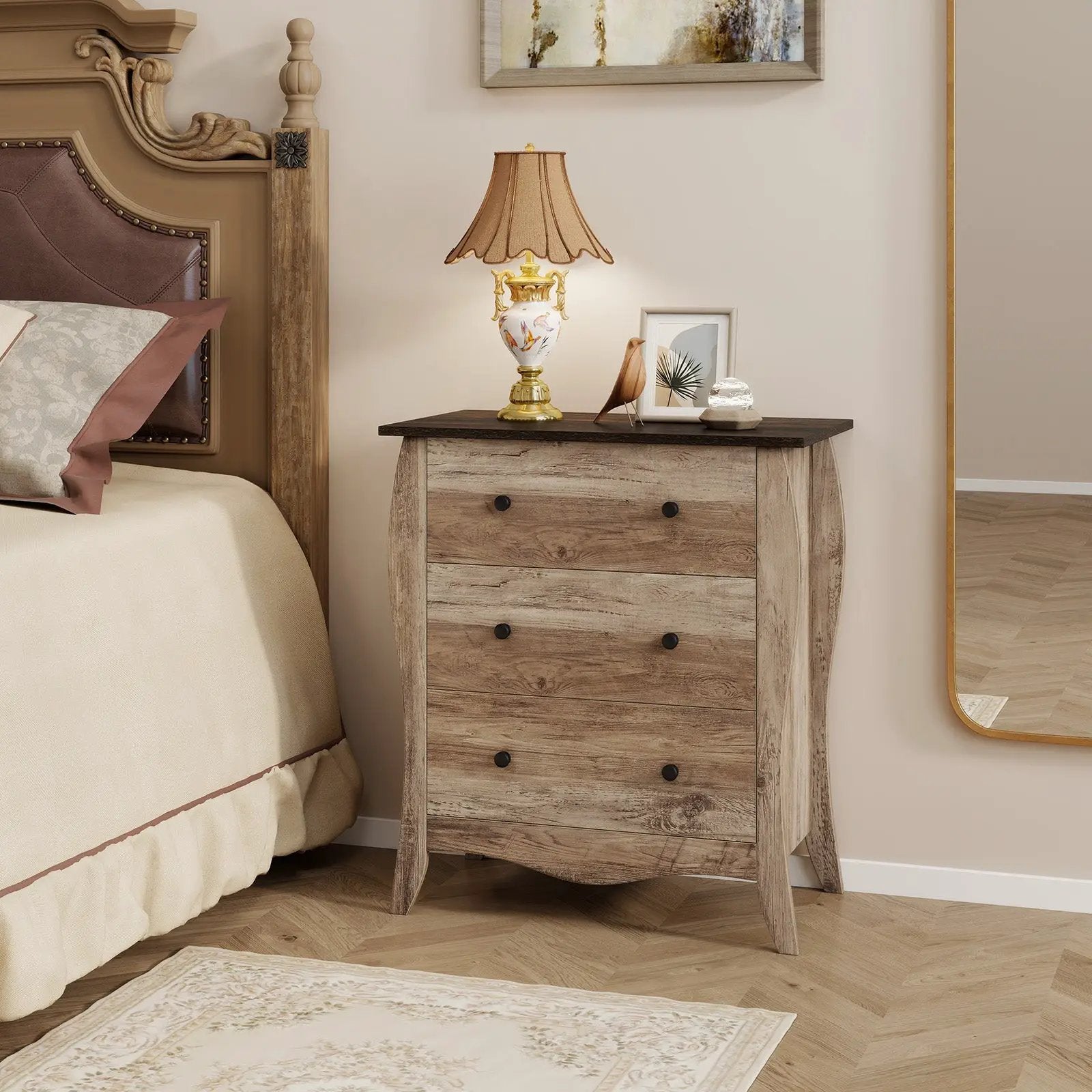 Dresser for Bedroom with 3 Folding Fabric Drawers and Anti-tipping Kit by DirectDeals