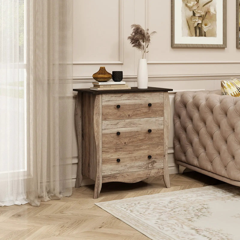 Dresser for Bedroom with 3 Folding Fabric Drawers and Anti-tipping Kit by DirectDeals