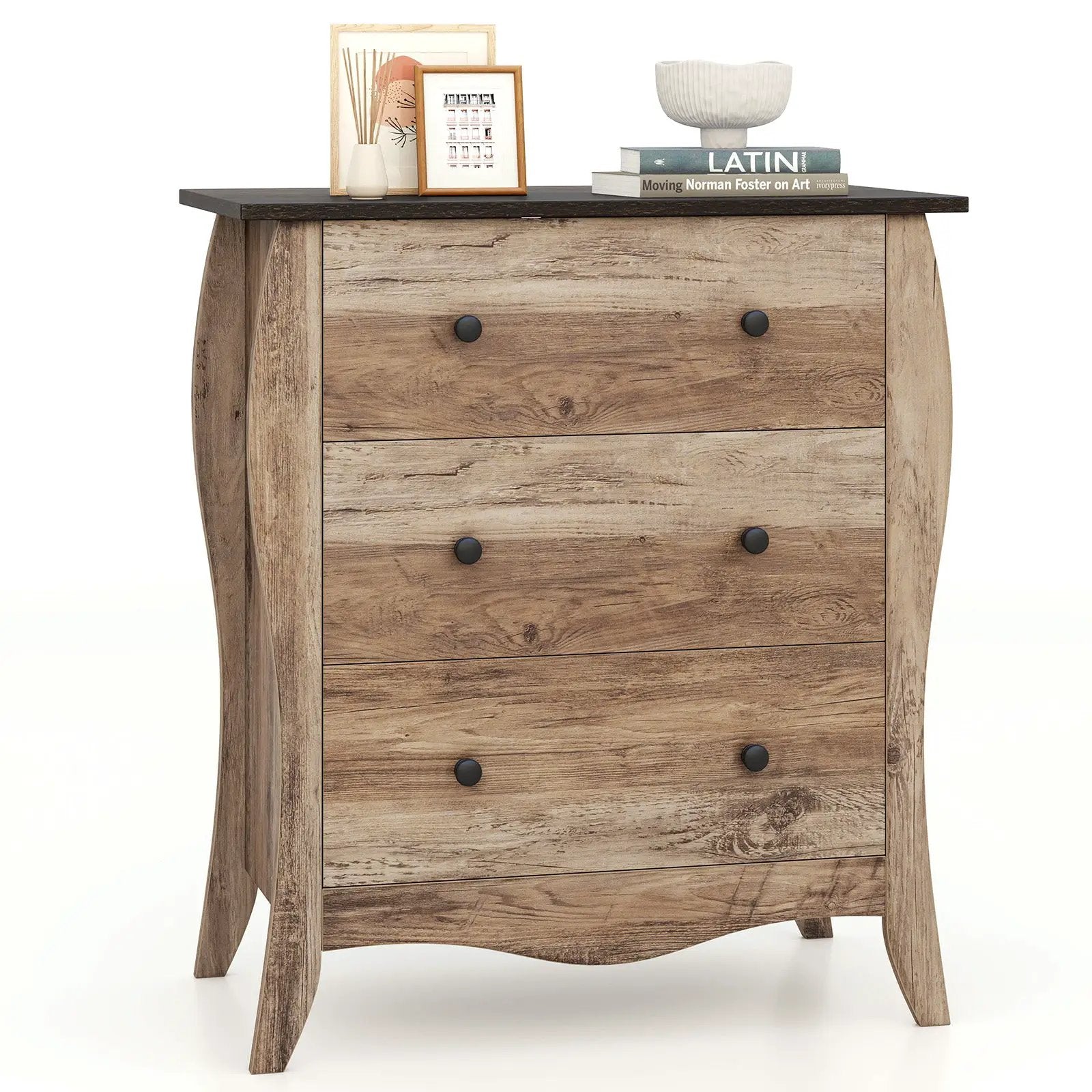 Dresser for Bedroom with 3 Folding Fabric Drawers and Anti-tipping Kit by DirectDeals