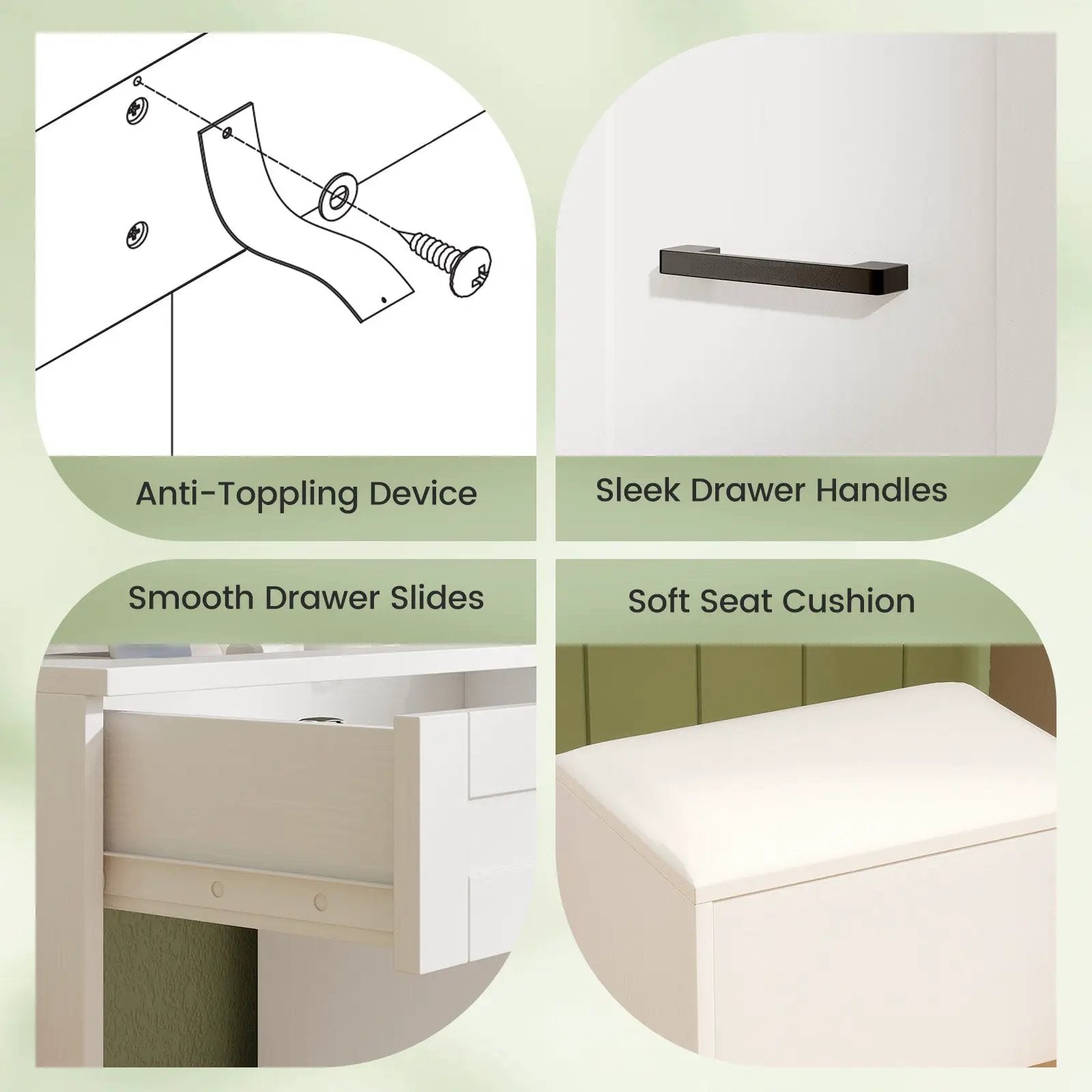 Dressing Desk with 3 Color Lighting and Hair Dryer Stand-White by DirectDeals