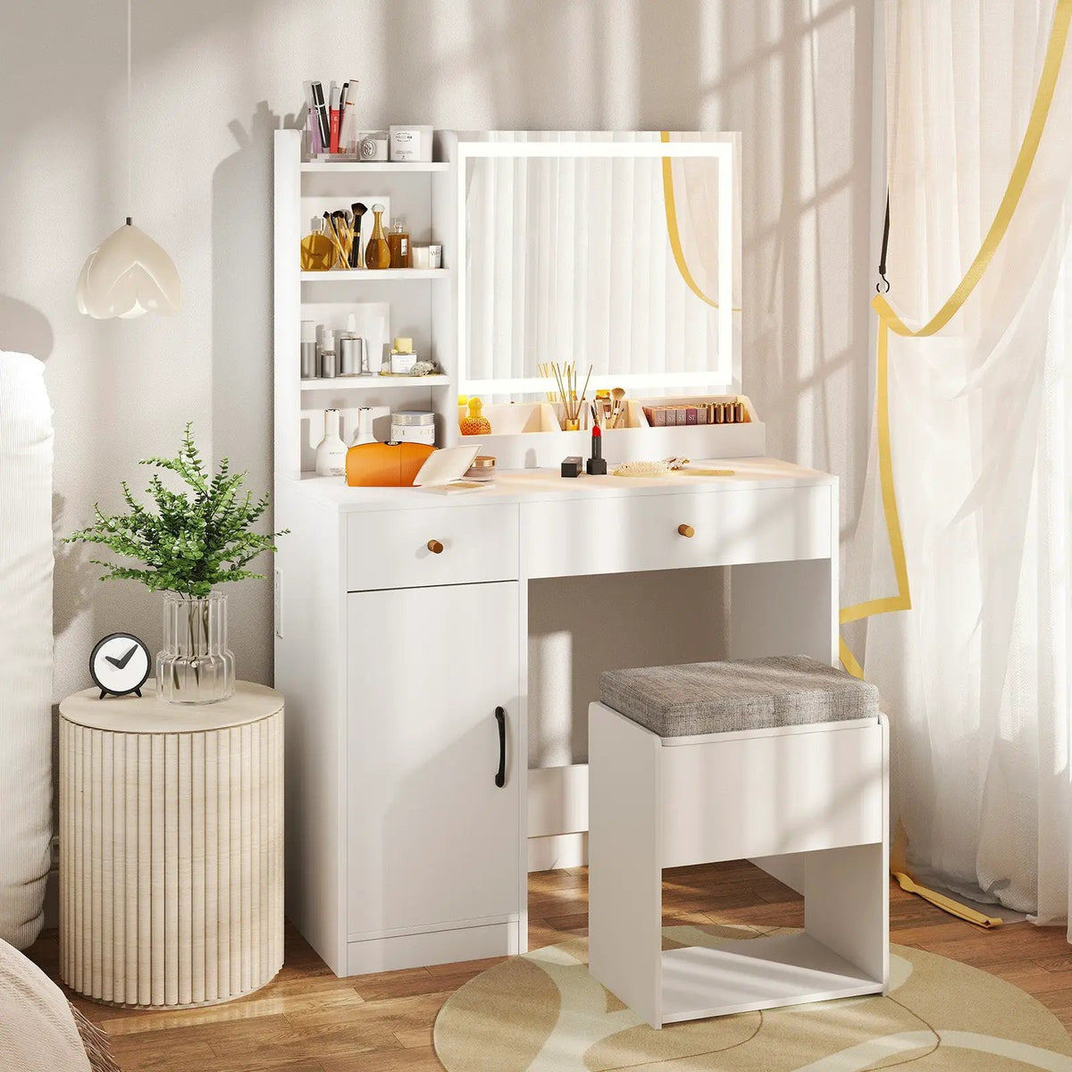 Vanity Dressing Table and Chair Set with Mirror and Lights, photo 2 of 9