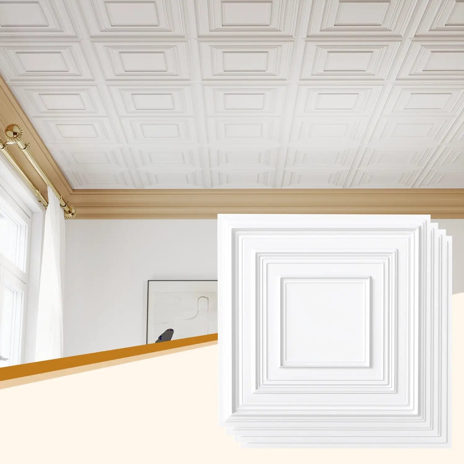 Drop Ceiling Tiles 24" x 24" PVC Ceiling Panels with 3D Decorative Patterns 24-Pack by DirectDeals