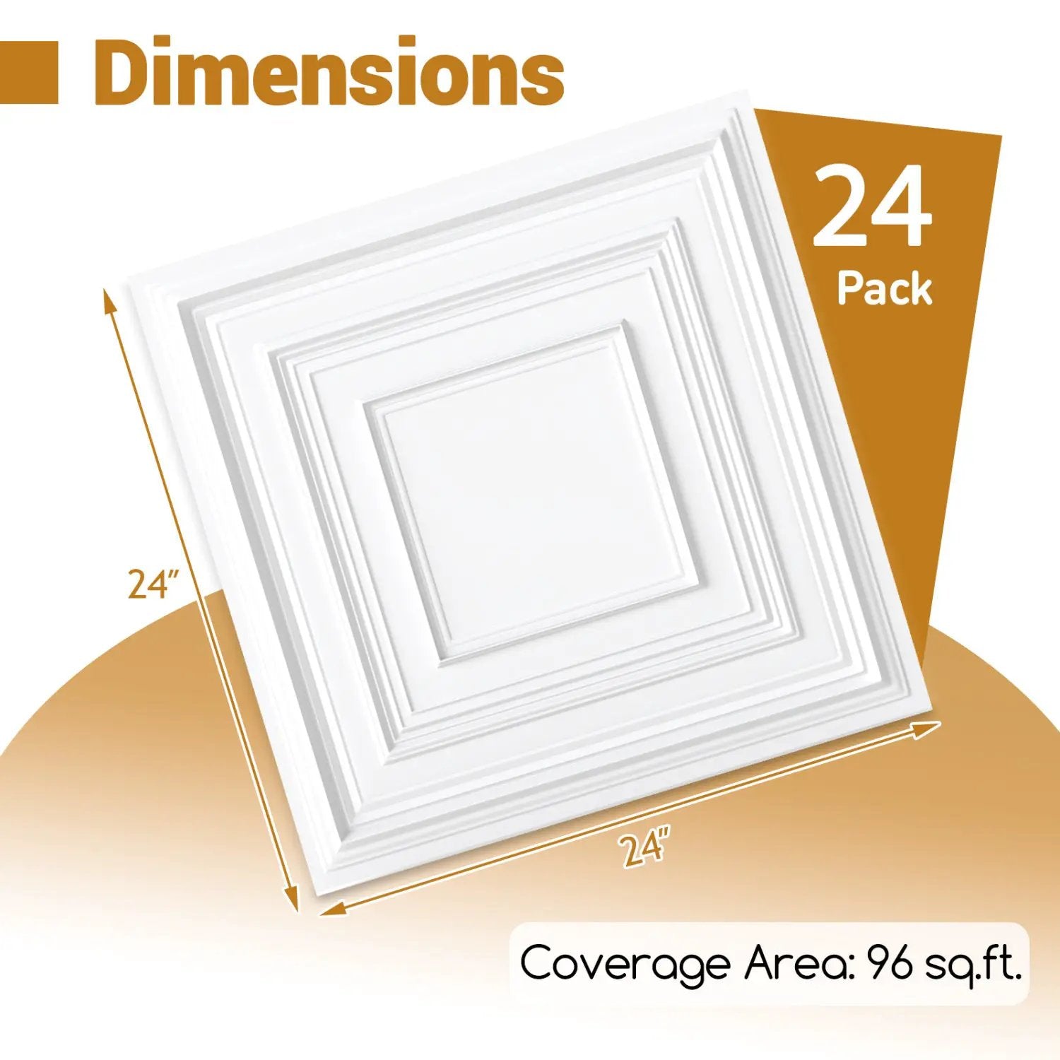 Drop Ceiling Tiles 24" x 24" PVC Ceiling Panels with 3D Decorative Patterns 24-Pack by DirectDeals