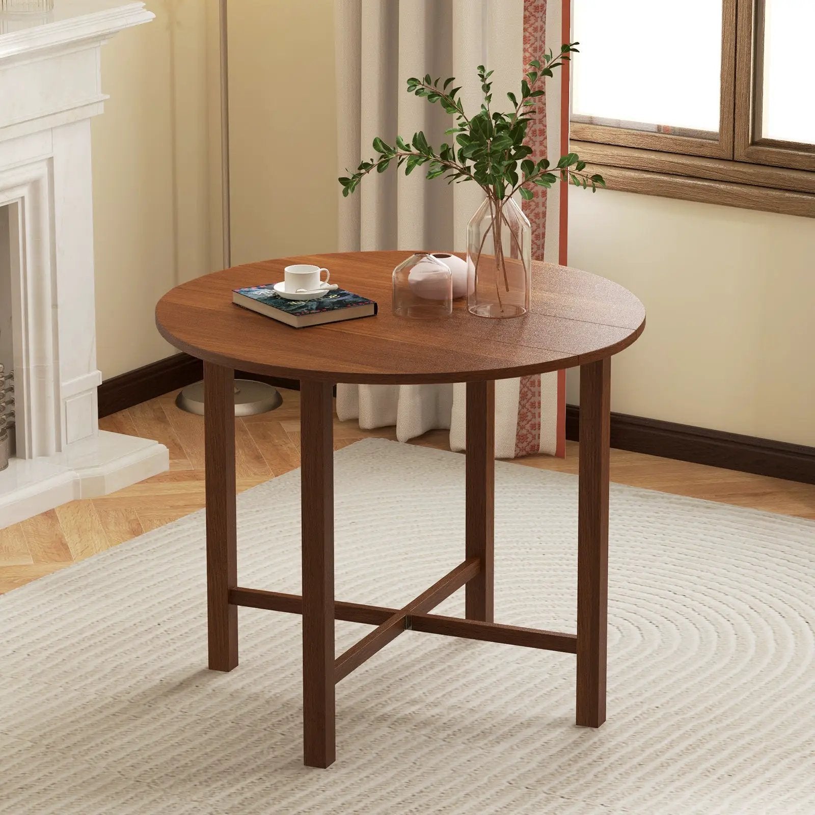 Dual Drop Leaf Dining Table for Small Spaces-Walnut by DirectDeals