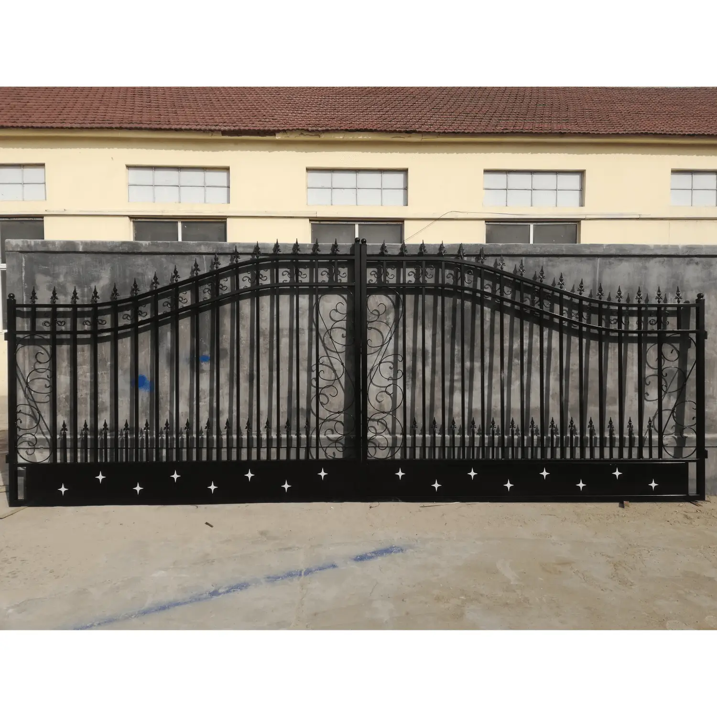 14x8 ft Steel Dual Swing Driveway Gate by Chery Industrial
