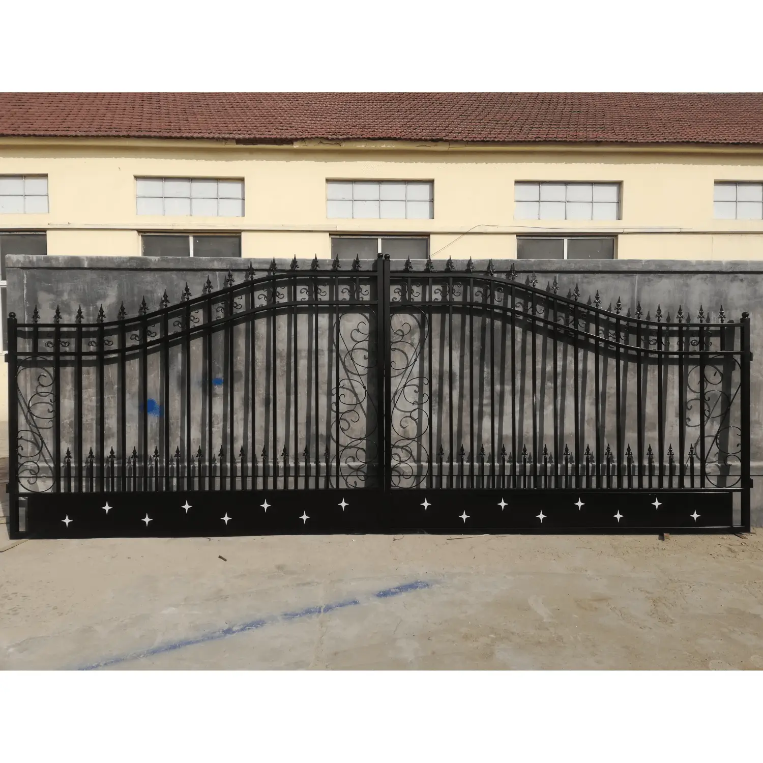 14x8 ft Steel Dual Swing Driveway Gate by Chery Industrial