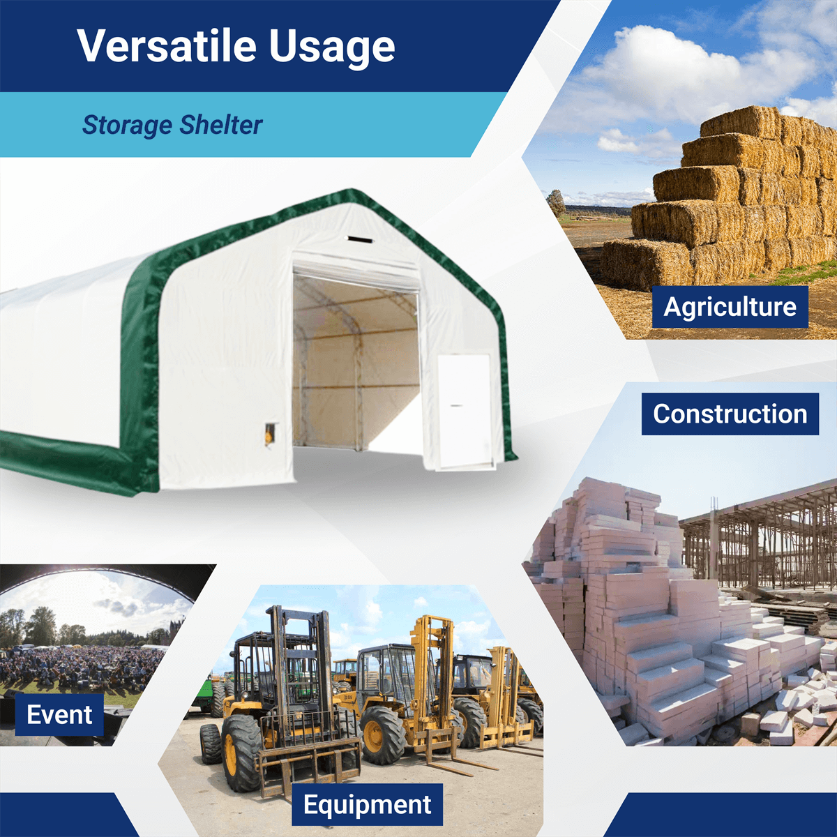 W40'xL80'xH23' Double Truss Storage Shelter by Chery Industrial