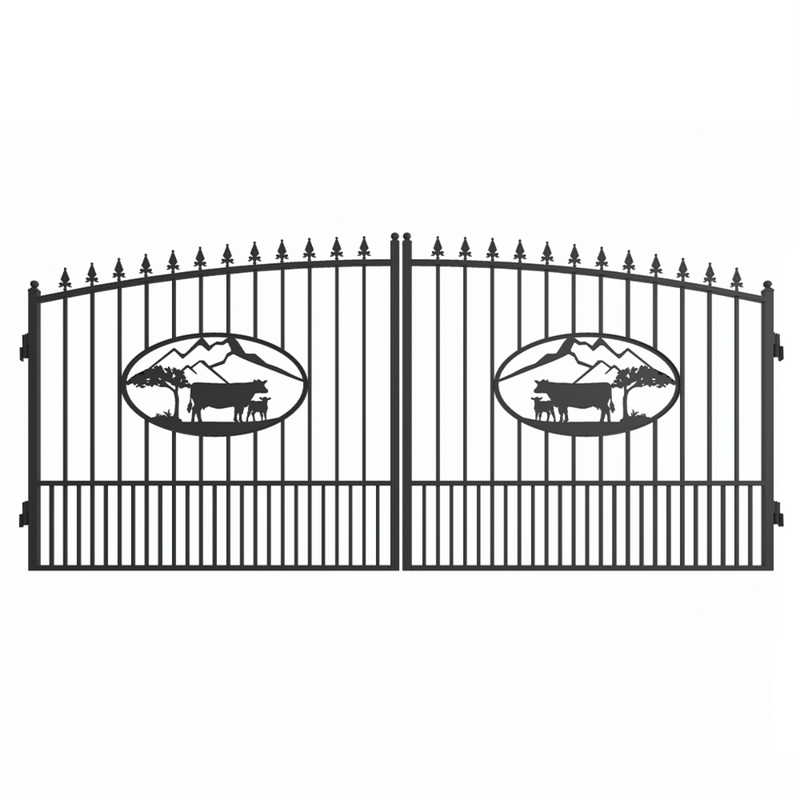 14x8 ft Steel Dual Swing Driveway Gate by Chery Industrial