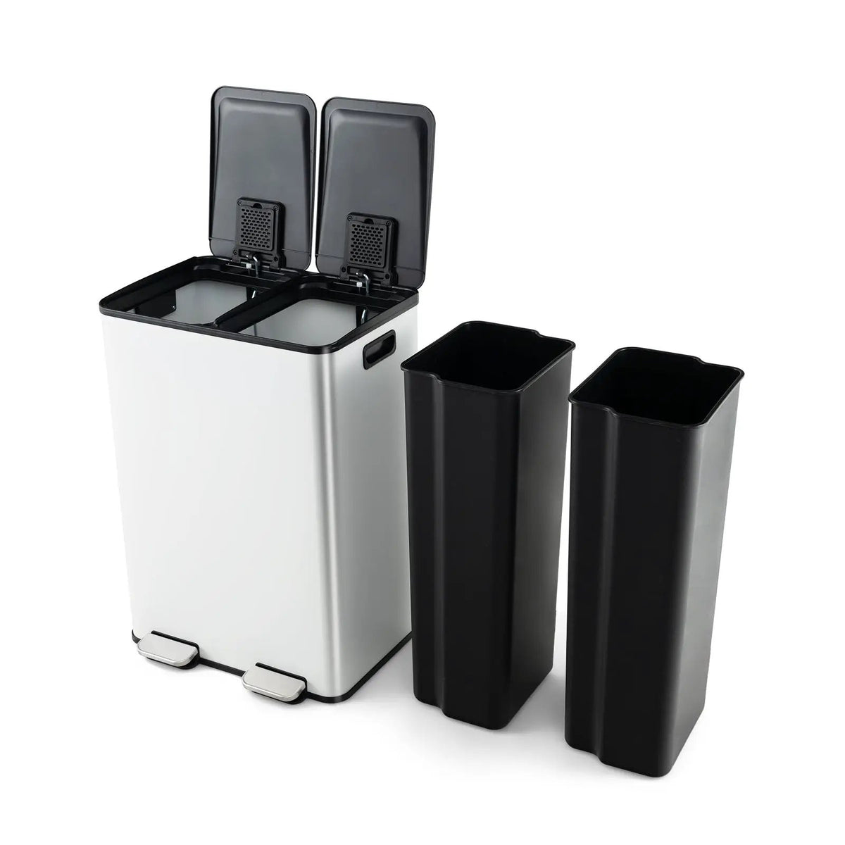 2 x 8 Gal Dual Compartment Trash Can-Silver, photo 10 of 10