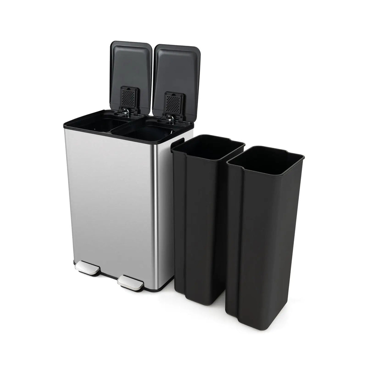 2 x 8 Gal Dual Compartment Trash Can-Silver, photo 4 of 10