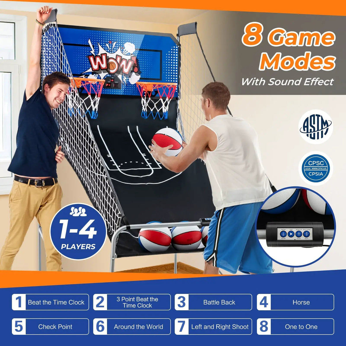 Dual Shot Basketball Arcade Game with 8 Game Modes and 4 Balls, photo 5 of 11