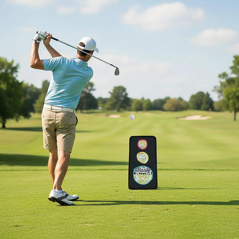 Dual-Sided Golf Chipping Net Triple Target Training System with 5 Target Holes by DirectDeals