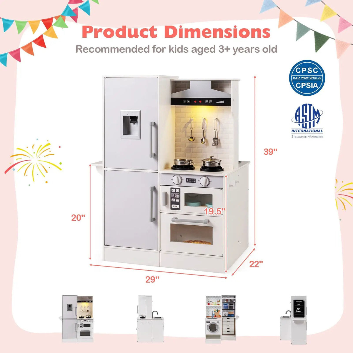 Dual-Sided Kids Play Kitchen with Water Dispenser and Range Hood for 3+ Years Old, photo 10 of 16
