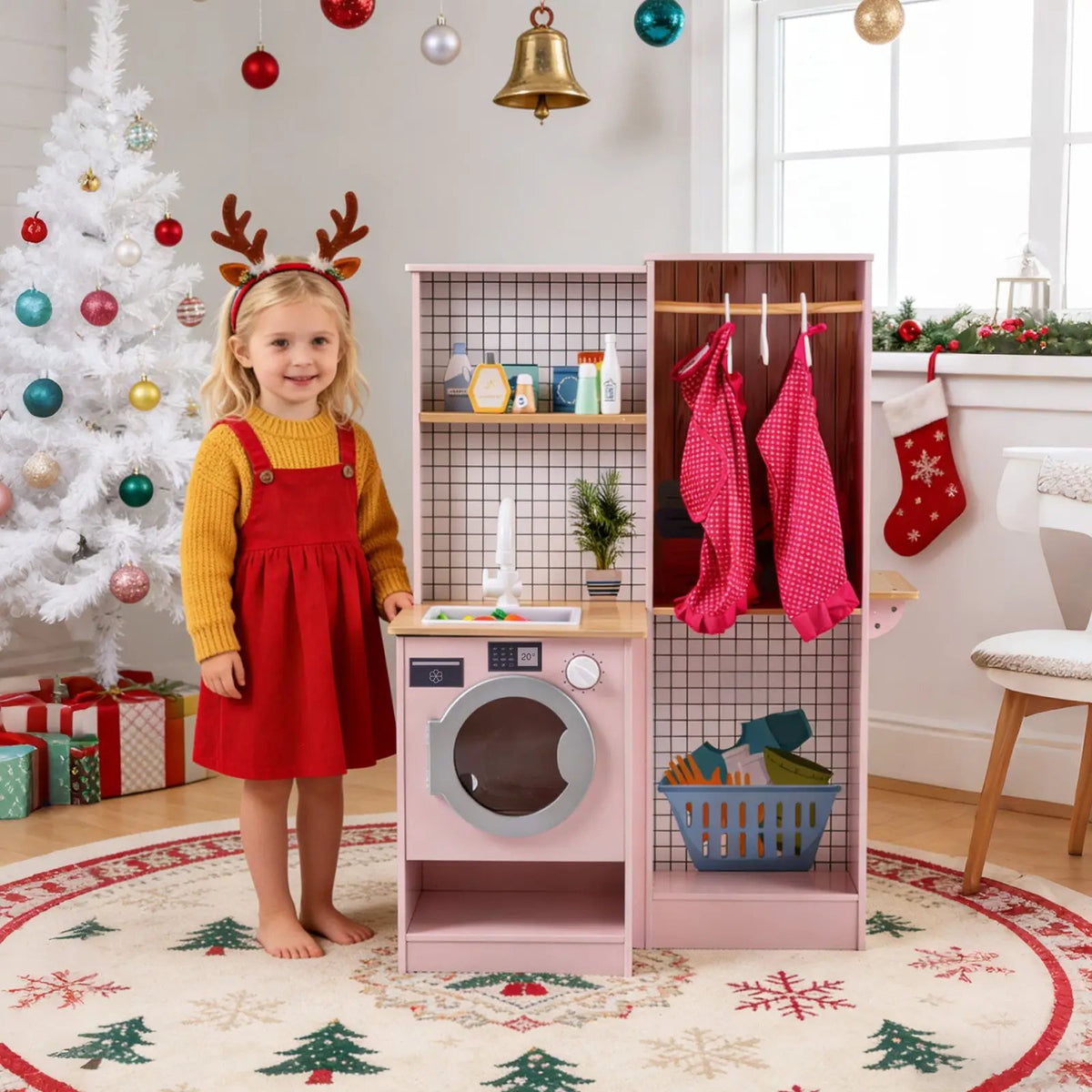 Dual-Sided Kids Play Kitchen with Water Dispenser and Range Hood for 3+ Years Old, photo 3 of 16