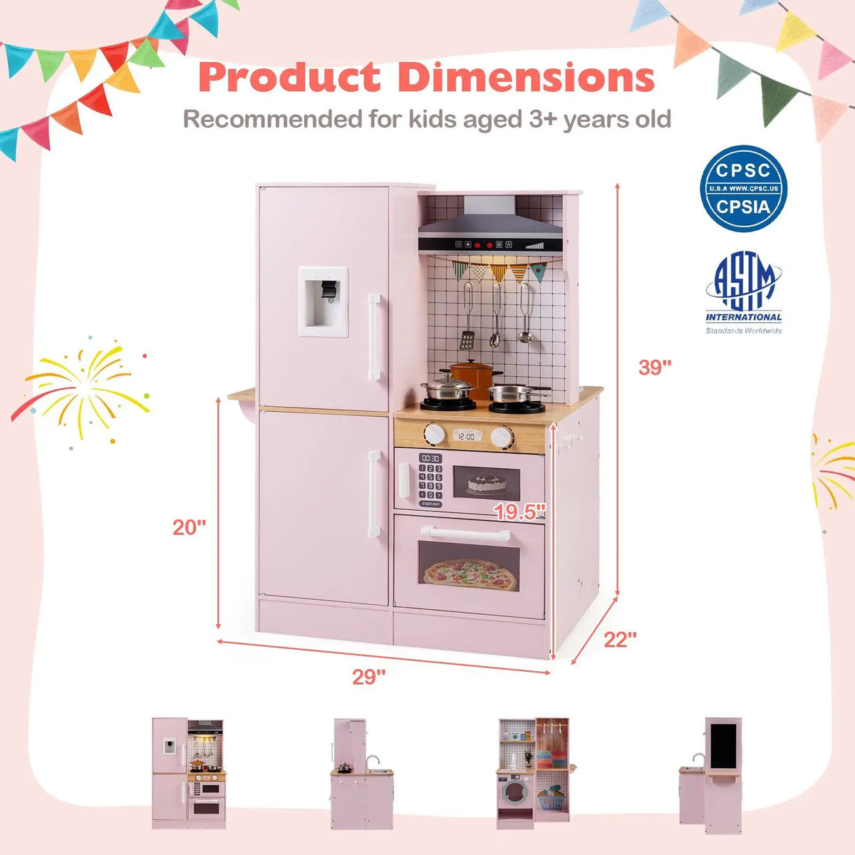 Dual-Sided Kids Play Kitchen with Water Dispenser and Range Hood for 3+ Years Old, photo 9 of 16