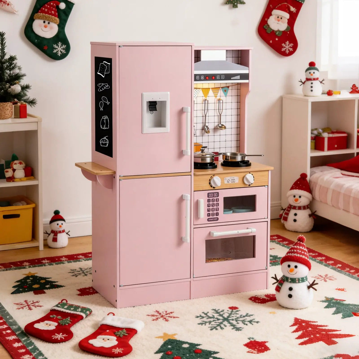 Dual-Sided Kids Play Kitchen with Water Dispenser and Range Hood for 3+ Years Old, photo 11 of 16