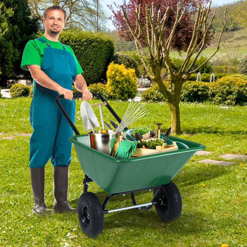 Dual-Wheel Wheelbarrow Garden Utility Cart with Pneumatic Tires by DirectDeals