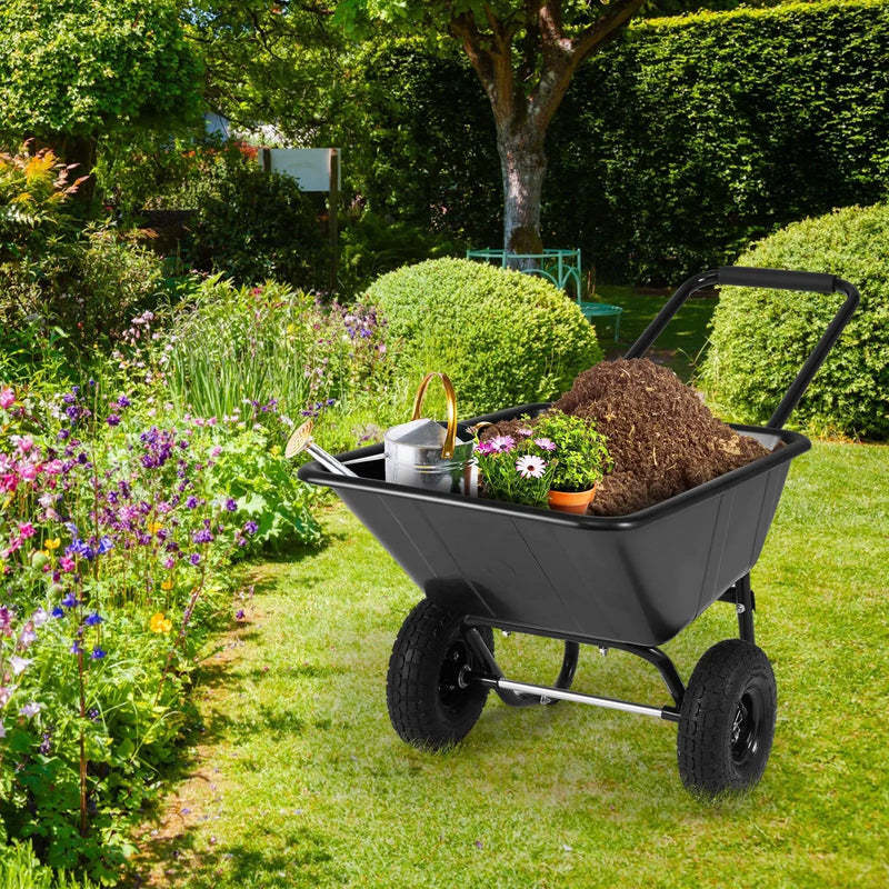 Dual-Wheel Wheelbarrow Garden Utility Cart with Pneumatic Tires by DirectDeals