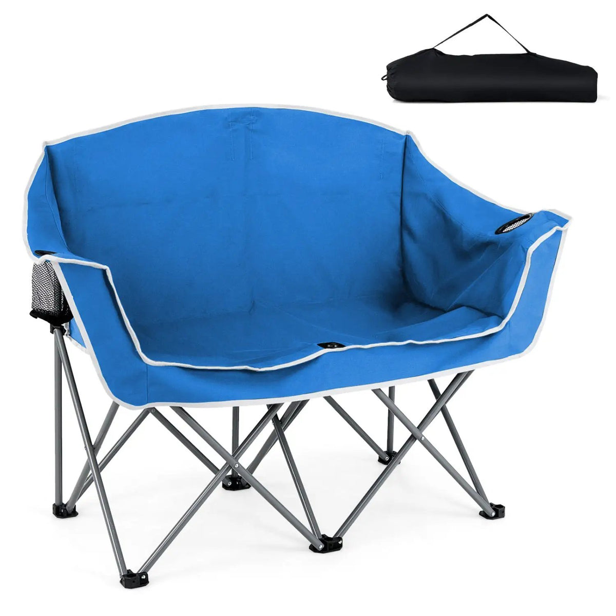 Duo Camping Chair Portable Oversized Loveseat with Armrests and Cup Holders-Green, photo 9 of 10