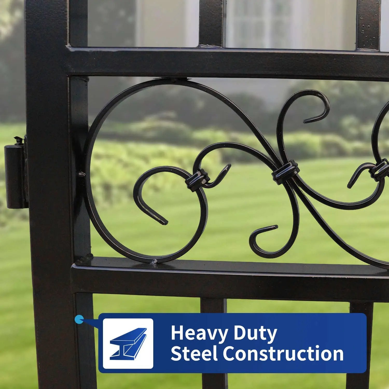 14x8 ft Steel Dual Swing Driveway Gate with Horse Pattern by Chery Industrial